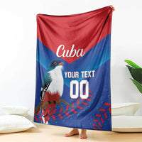 Cuba-themed blue and red blanket with 'Cuba', white bird, and bold 'Your Text' number.