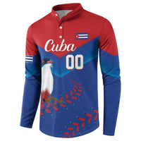 Red and blue button-front sweatshirt with Cuba logo, bird graphic, and number 00