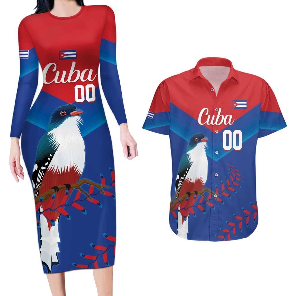 Custom Baseball Cuba 2024 Couples Matching Long Sleeve Bodycon Dress and Hawaiian Shirt Cuban Trogon - Dynamic Style - Wonder Print Shop