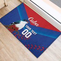 Rubber doormat corner view with Cuba script, bird illustration, and Your Text 00