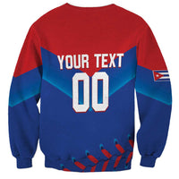 Red and blue crewneck sweatshirt back with YOUR TEXT, 00 number, flag and bird graphic