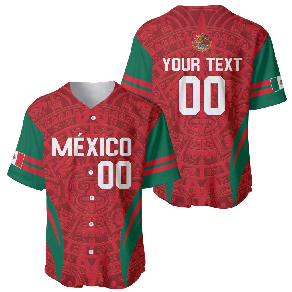 Green and red Aztec baseball jersey: front MEXICO 00; back YOUR TEXT 00