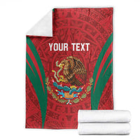 Custom blanket set: red Aztec pattern with green stripes, eagle graphic, and folded stack