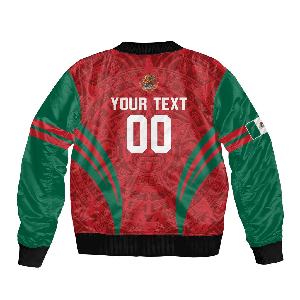 Green and red bomber jacket with ribbed hem, zip front, "Your Text" 00 back print