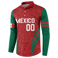 Long-sleeve button sweatshirt with Aztec pattern, MEXICO 00 front, green side sleeves