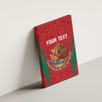 Canvas wall art mounted on wall, red Aztec eagle artwork with white your text