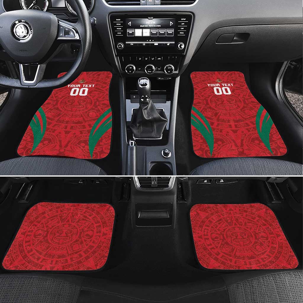 Custom Baseball Mexico 2024 Car Mats Aztec Calendar Pattern - Dynamic Style