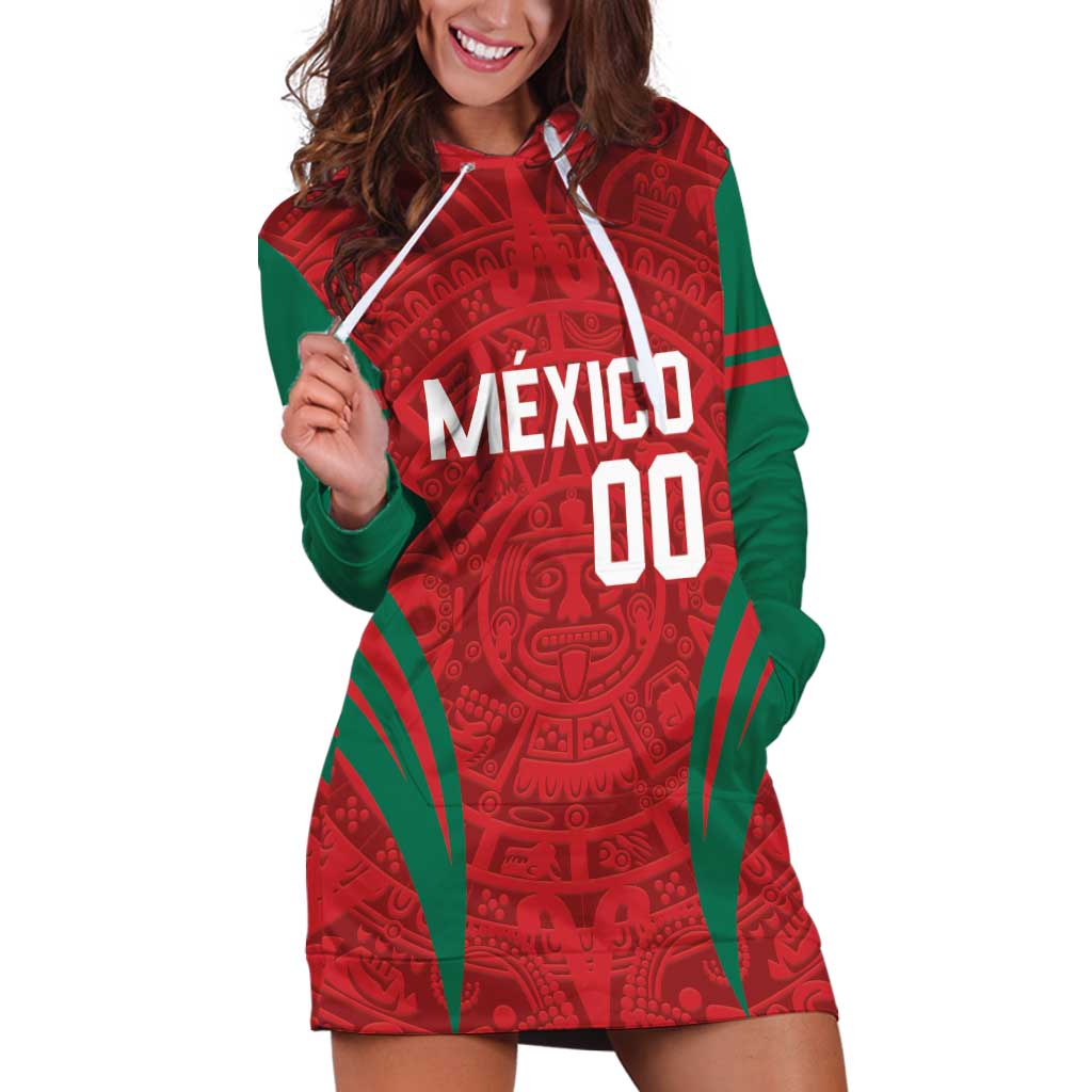 Custom Baseball Mexico 2024 Hoodie Dress Aztec Calendar Pattern - Dynamic Style