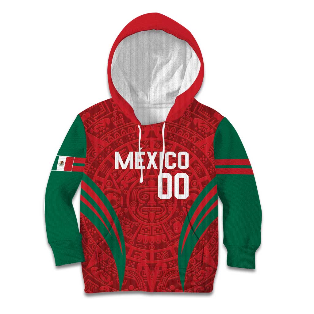 Custom Baseball Mexico 2024 Kid Hoodie Aztec Calendar Pattern - Dynamic Style