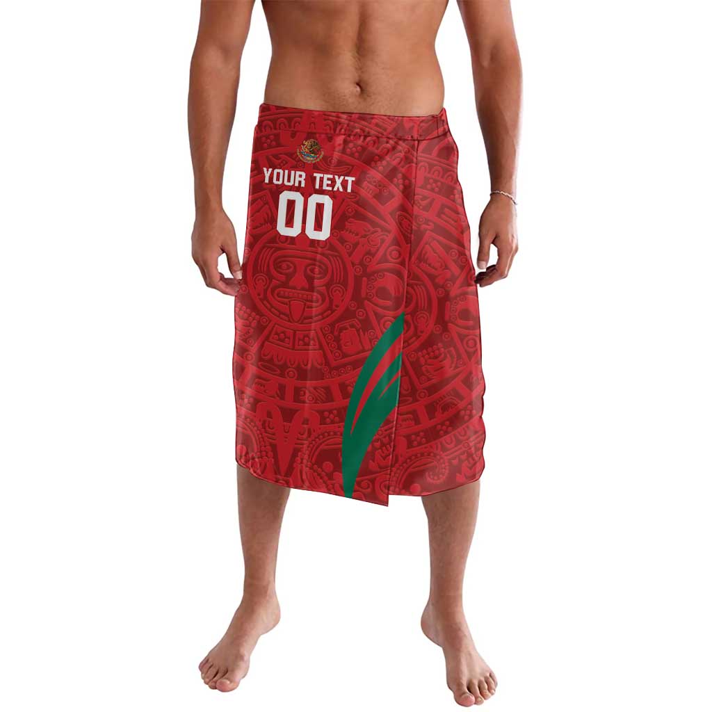 Men's red aztec-pattern athletic shorts with elastic waistband and custom text print