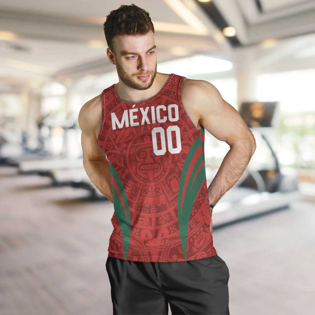 Custom Baseball Mexico 2024 Men Tank Top Aztec Calendar Pattern - Dynamic Style