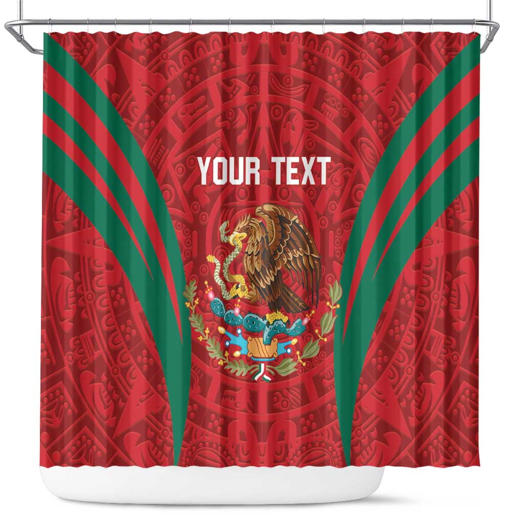 Custom Baseball Mexico 2024 Shower Curtain Aztec Calendar Pattern - Dynamic Style