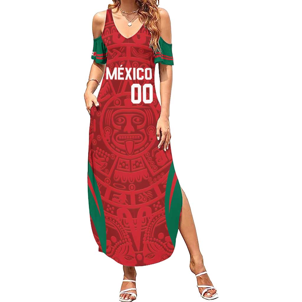 Custom Baseball Mexico 2024 Summer Maxi Dress Aztec Calendar Pattern - Dynamic Style