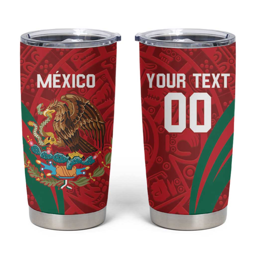 Custom Baseball Mexico 2024 Tumbler Cup Aztec Calendar Pattern - Dynamic Style