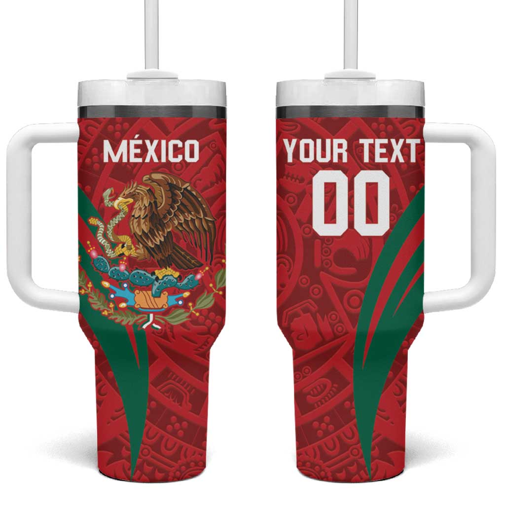 Custom Baseball Mexico 2024 Tumbler With Handle Aztec Calendar Pattern - Dynamic Style