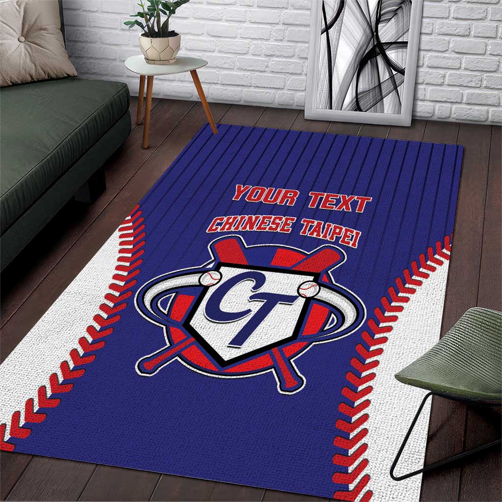 Blue baseball-style area rug with CT emblem and red/white baseball seams