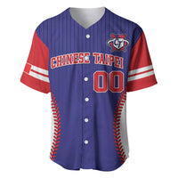 Blue baseball jersey with red piping, button front, Chinese Taipei lettering, CT logo
