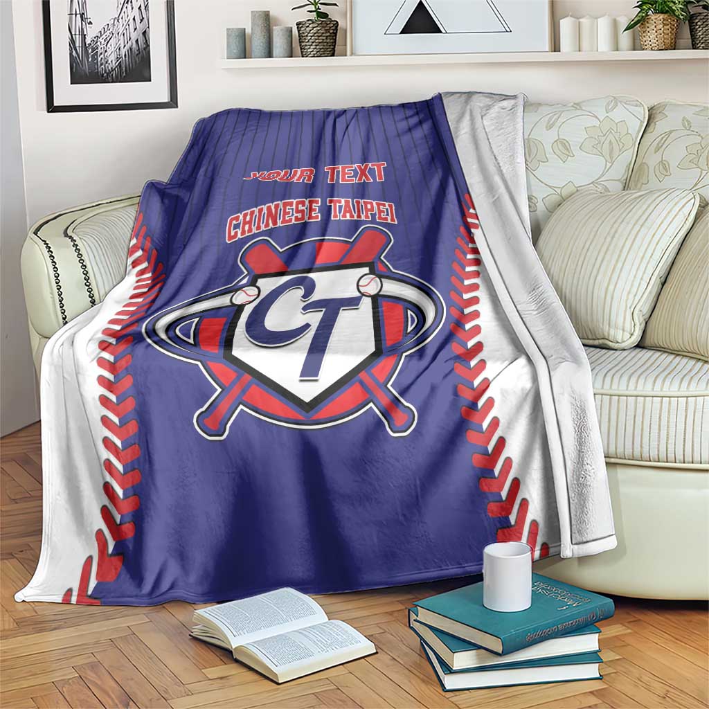 Blue custom baseball-style blanket with red-and-white trim and CT emblem