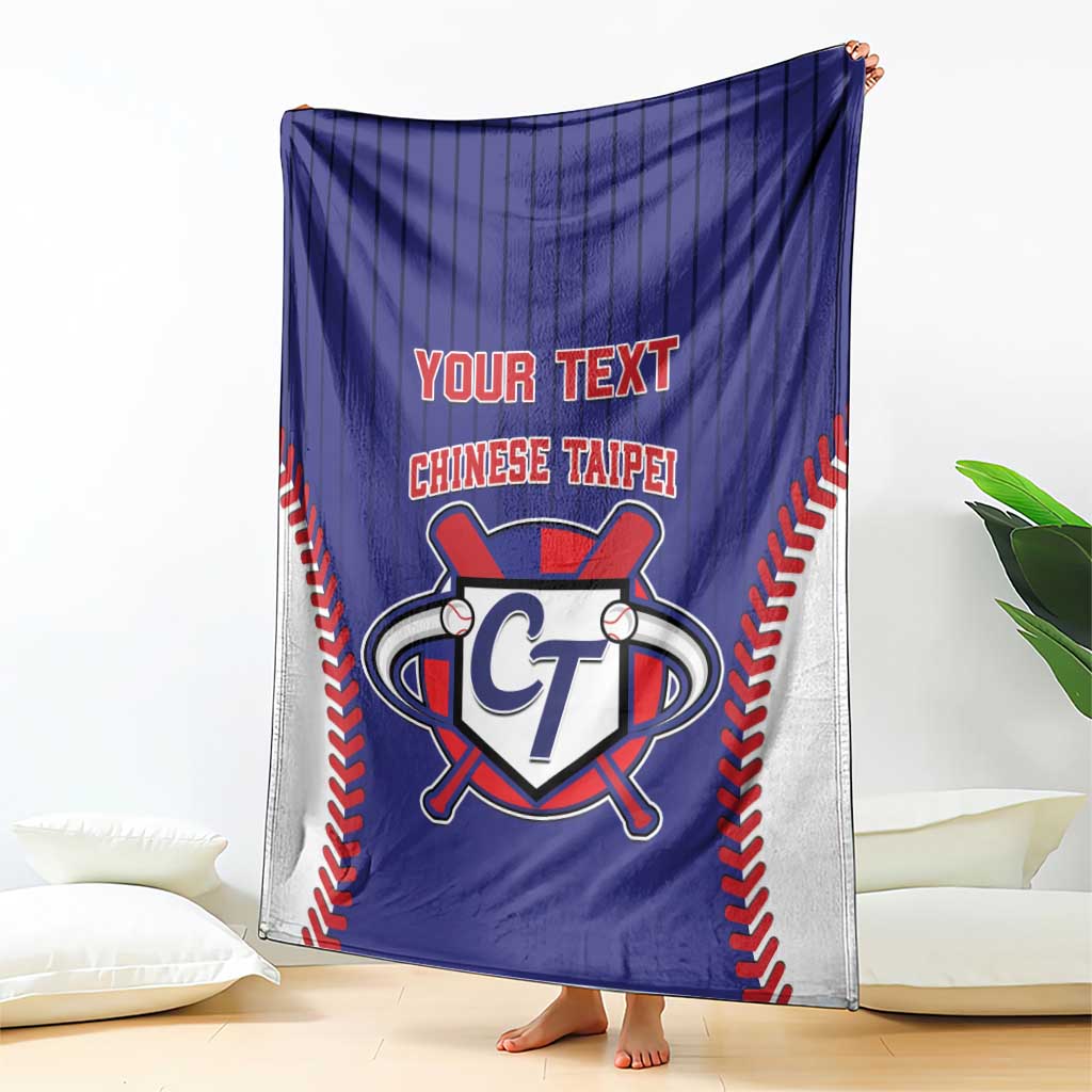 Blue baseball-style blanket with centered text and large CT emblem plus red trim