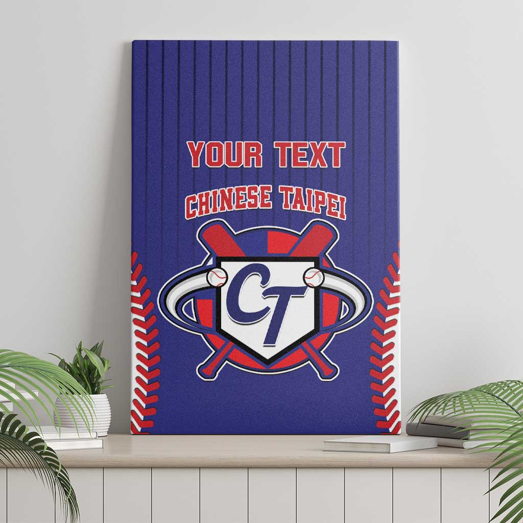 Blue baseball canvas wall art with CT emblem and “YOUR TEXT” text reading Chinese Taipei