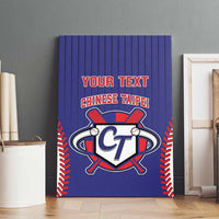 Blue framed baseball canvas wall art with CT logo and “YOUR TEXT” for Chinese Taipei
