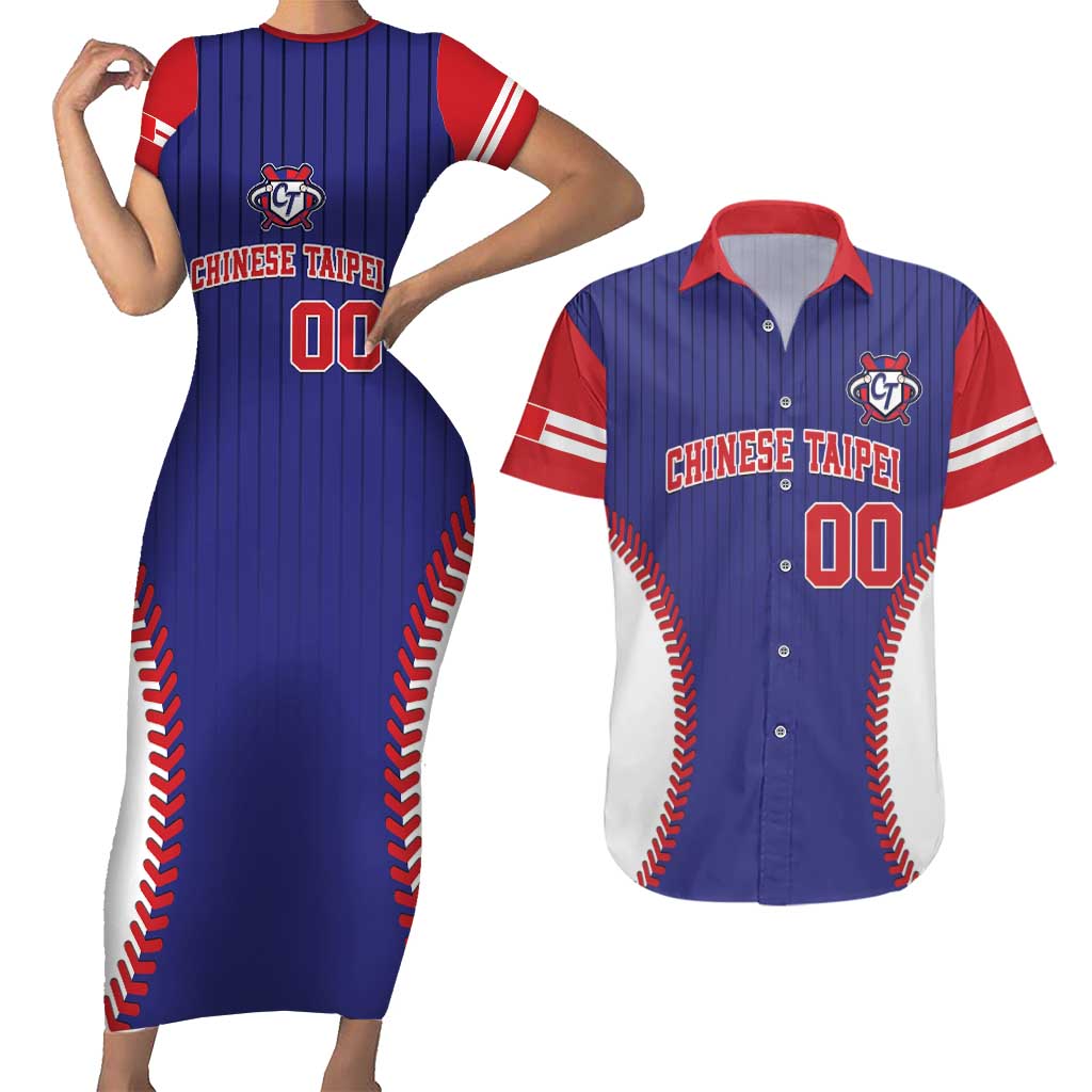 Custom Chinese Taipei Couples Matching Short Sleeve Bodycon Dress and Hawaiian Shirt Go Taiwanese - Baseball Style - Wonder Print Shop