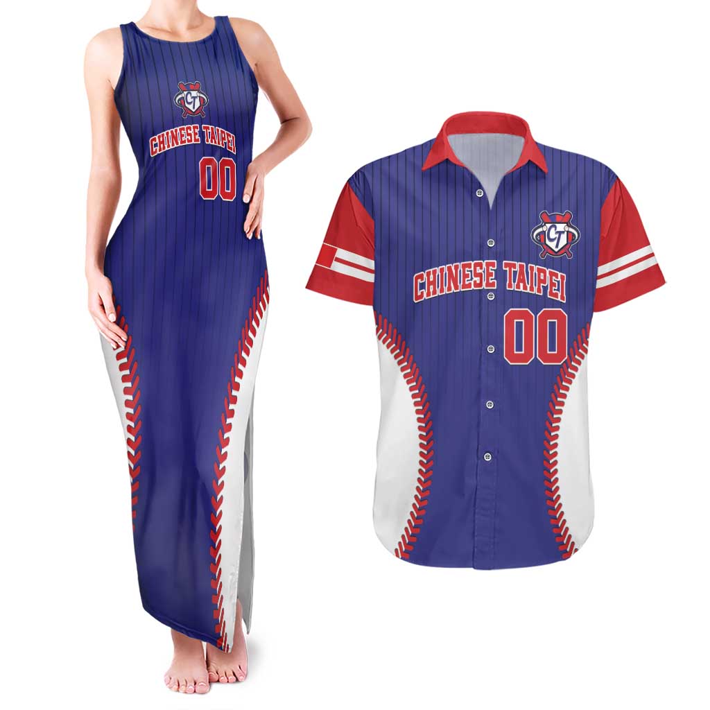 Custom Chinese Taipei Couples Matching Tank Maxi Dress and Hawaiian Shirt Go Taiwanese - Baseball Style - Wonder Print Shop