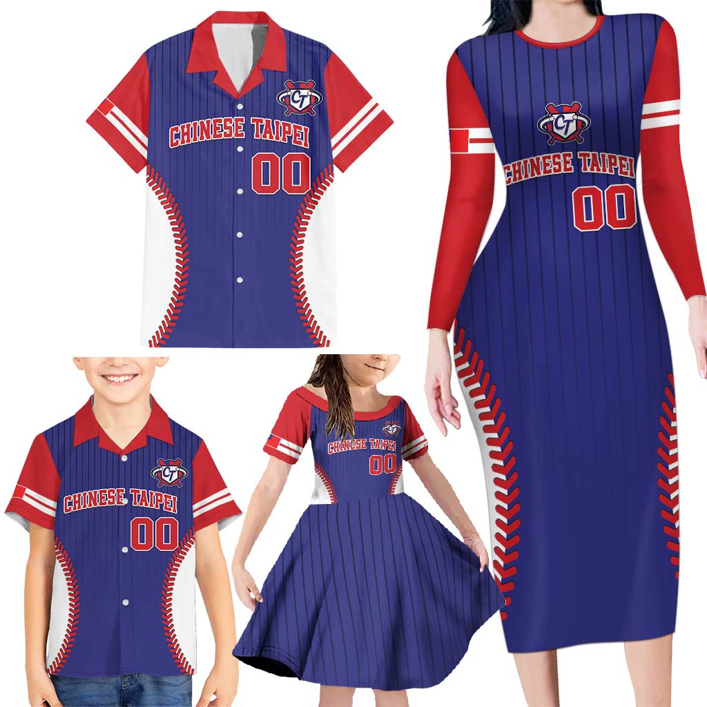 Custom Chinese Taipei Family Matching Long Sleeve Bodycon Dress and Hawaiian Shirt Go Taiwanese - Baseball Style - Wonder Print Shop