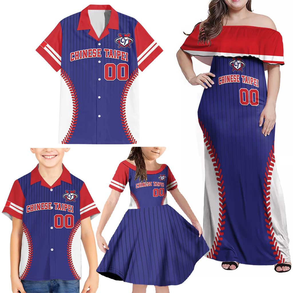 Custom Chinese Taipei Family Matching Off Shoulder Maxi Dress and Hawaiian Shirt Go Taiwanese - Baseball Style - Wonder Print Shop