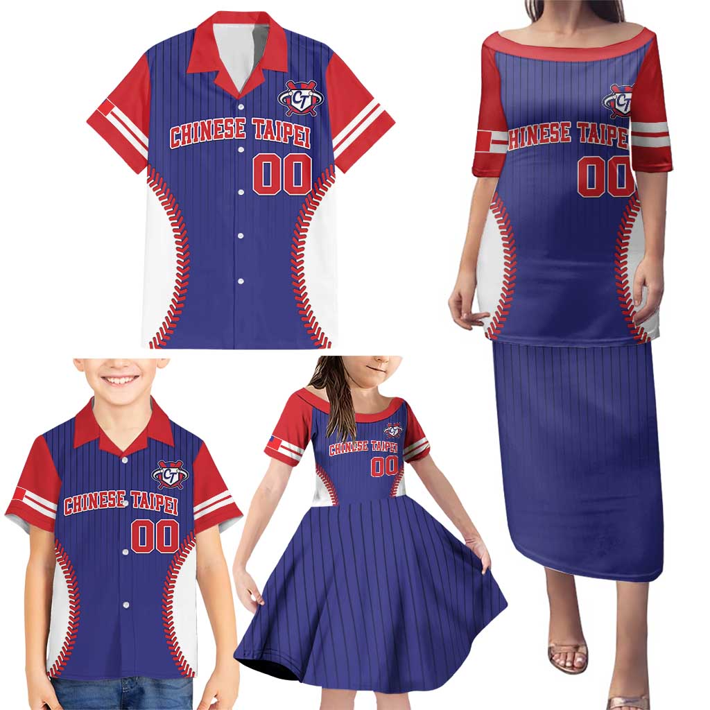 Custom Chinese Taipei Family Matching Puletasi and Hawaiian Shirt Go Taiwanese - Baseball Style - Wonder Print Shop