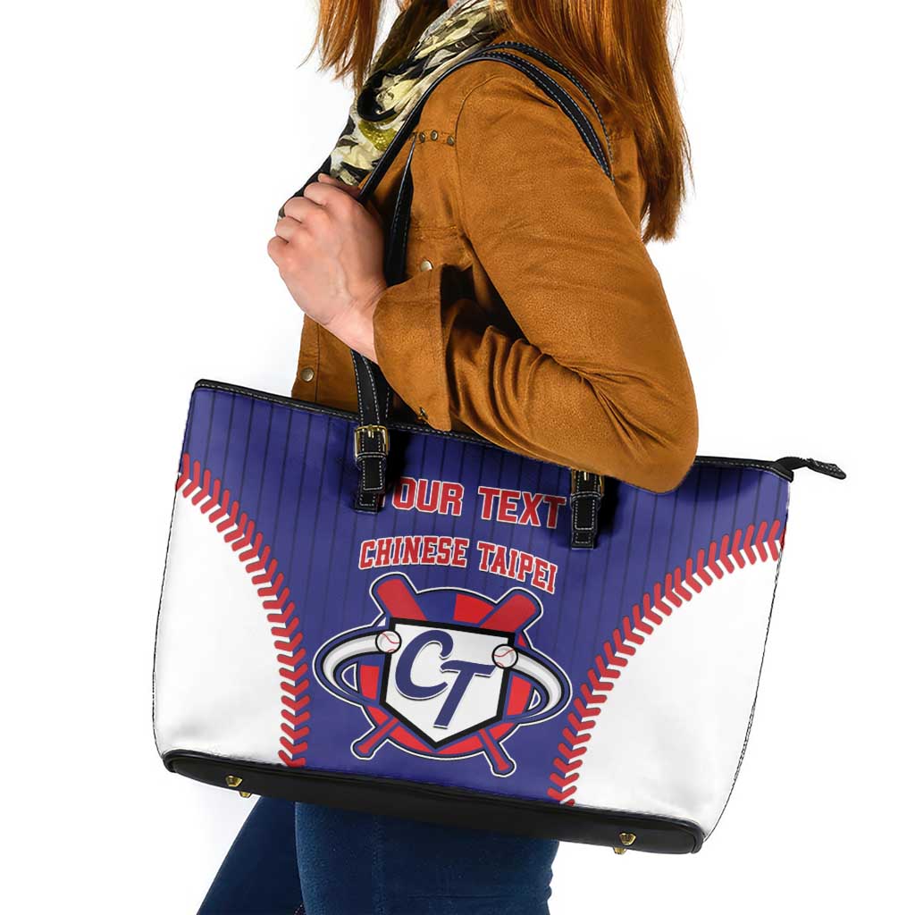 Custom Chinese Taipei Leather Tote Bag Go Taiwanese - Baseball Style - Wonder Print Shop