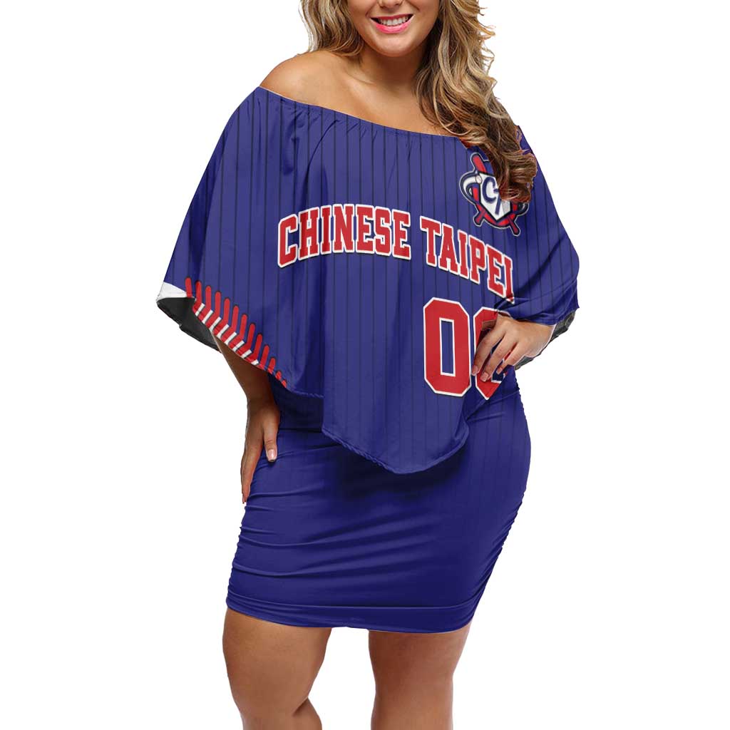 Custom Chinese Taipei Off Shoulder Short Dress Go Taiwanese - Baseball Style - Wonder Print Shop