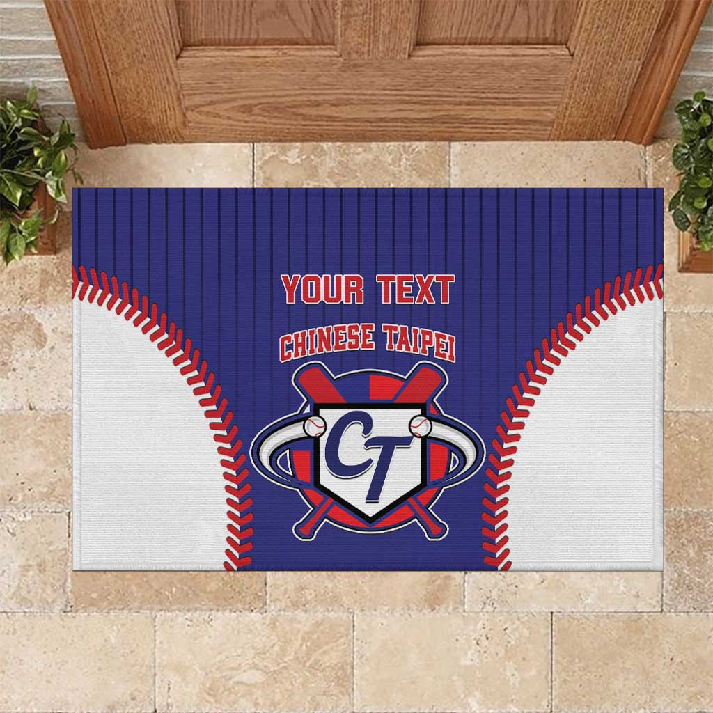 Blue baseball-style rubber doormat with CT logo and Chinese Taipei custom text