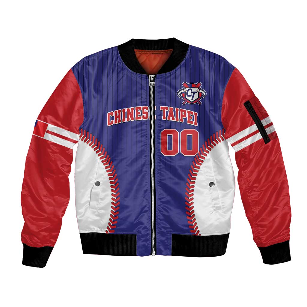 Custom Chinese Taipei Sleeve Zip Bomber Jacket Go Taiwanese - Baseball Style - Wonder Print Shop