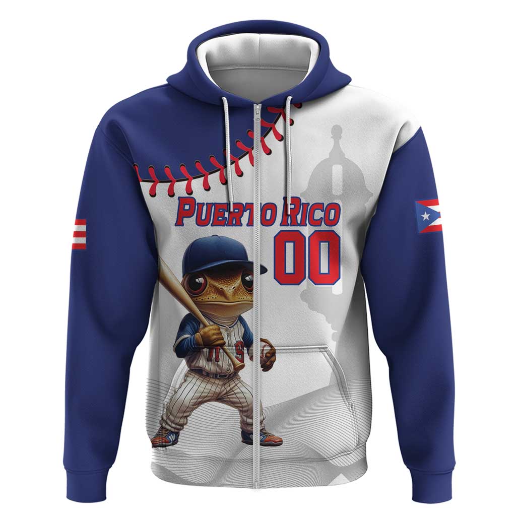 Custom Baseball Puerto Rico Zip Hoodie Coqui Mascot - Dynamic Style - Wonder Print Shop