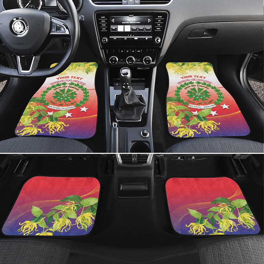 Personalized Comoros Car Mats Coat Of Arms Mix Ylang Ylang Flower - Wonder Print Shop