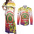 Personalized Comoros Couples Matching Off Shoulder Maxi Dress and Long Sleeve Button Shirt Coat Of Arms Mix Ylang Ylang Flower - Wonder Print Shop