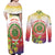 Personalized Comoros Couples Matching Off Shoulder Maxi Dress and Long Sleeve Button Shirt Coat Of Arms Mix Ylang Ylang Flower - Wonder Print Shop