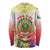 Personalized Comoros Long Sleeve Shirt Coat Of Arms Mix Ylang Ylang Flower - Wonder Print Shop