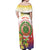 Personalized Comoros Off Shoulder Maxi Dress Coat Of Arms Mix Ylang Ylang Flower - Wonder Print Shop