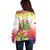 Personalized Comoros Off Shoulder Sweater Coat Of Arms Mix Ylang Ylang Flower - Wonder Print Shop