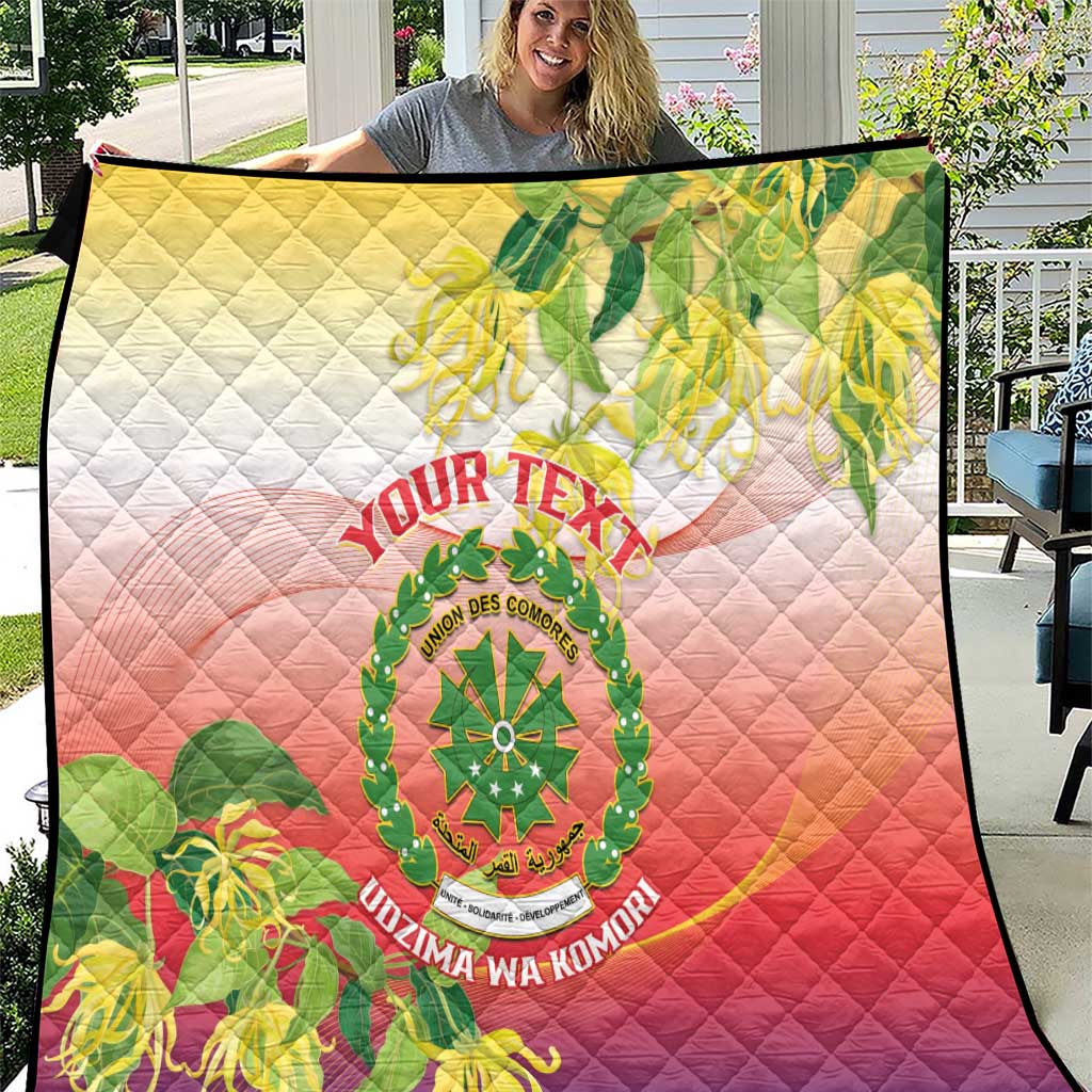 Personalized Comoros Quilt Coat Of Arms Mix Ylang Ylang Flower - Wonder Print Shop