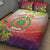 Personalized Comoros Quilt Bed Set Coat Of Arms Mix Ylang Ylang Flower - Wonder Print Shop