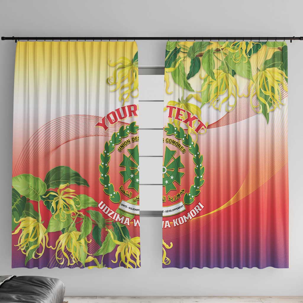 Personalized Comoros Window Curtain Coat Of Arms Mix Ylang Ylang Flower - Wonder Print Shop