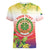 Personalized Comoros Women V-Neck T-Shirt Coat Of Arms Mix Ylang Ylang Flower - Wonder Print Shop