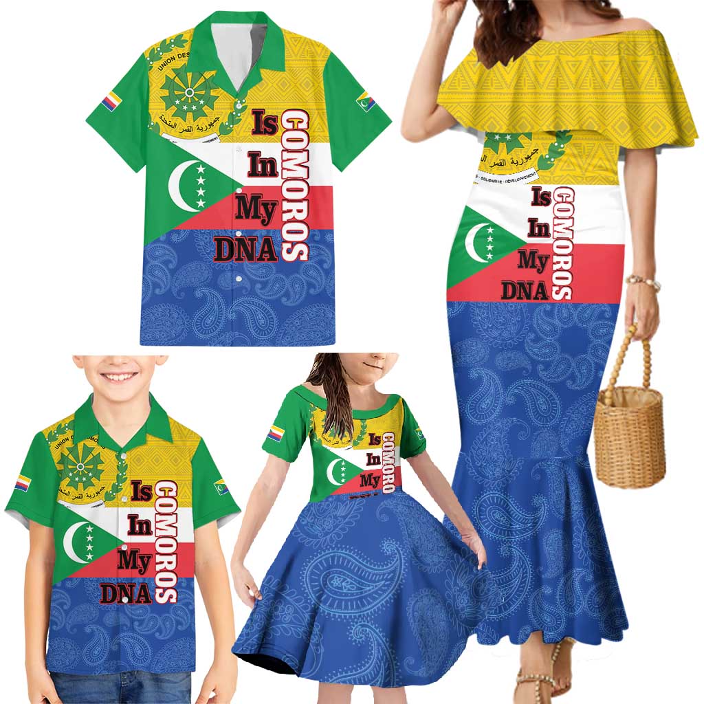 Comoros Is In My DNA Family Matching Mermaid Dress and Hawaiian Shirt Udzima wa Komori - African Paisley Pattern - Wonder Print Shop