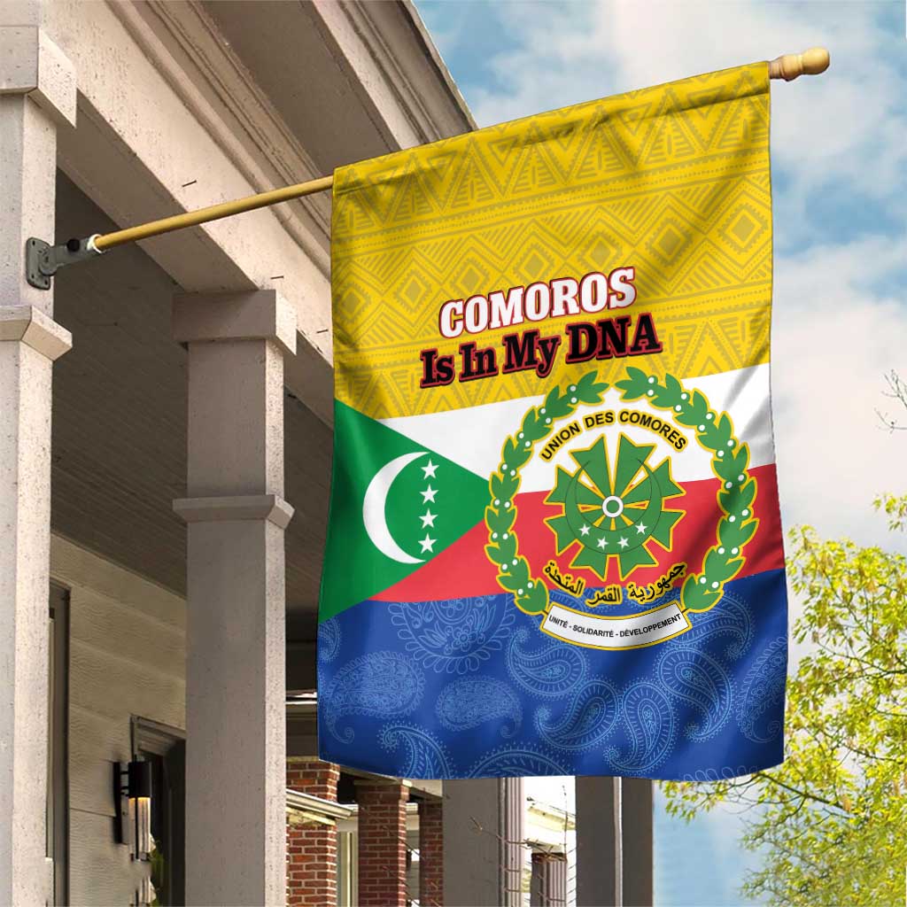 Comoros Is In My DNA Garden Flag Udzima wa Komori - African Paisley Pattern - Wonder Print Shop