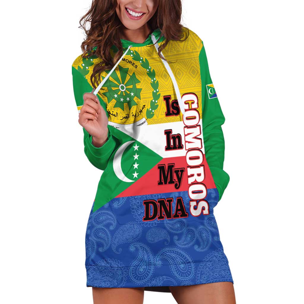 Comoros Is In My DNA Hoodie Dress Udzima wa Komori - African Paisley Pattern - Wonder Print Shop