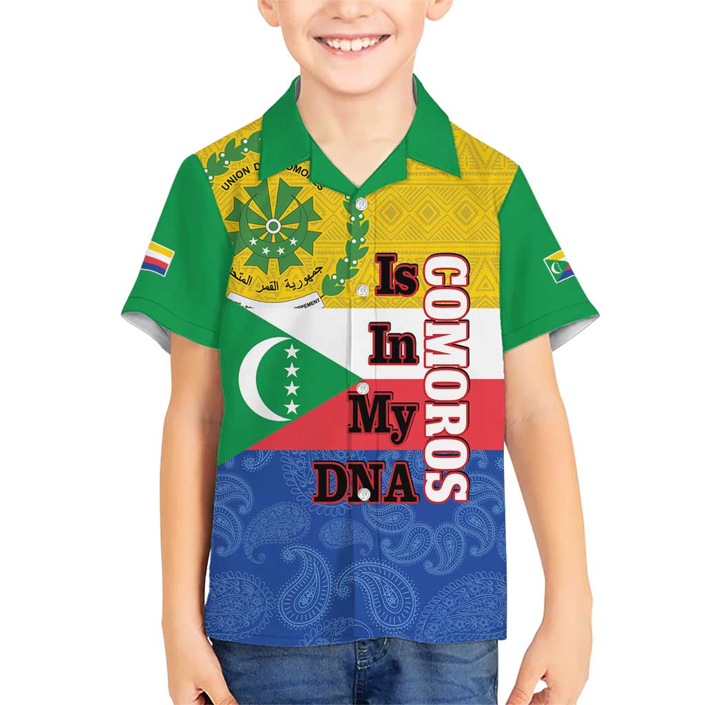 Comoros Is In My DNA Kid Hawaiian Shirt Udzima wa Komori - African Paisley Pattern - Wonder Print Shop