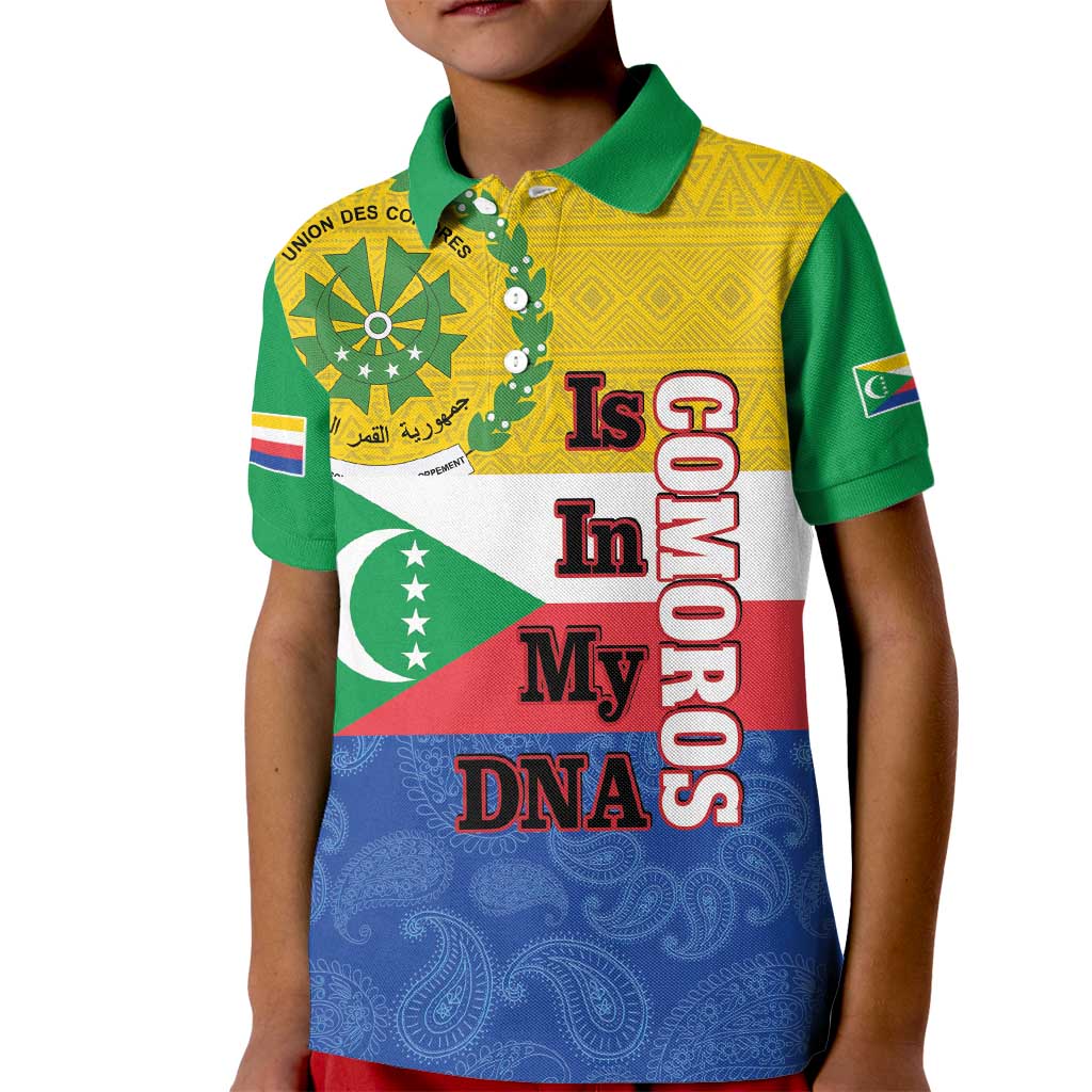 Comoros Is In My DNA Kid Polo Shirt Udzima wa Komori - African Paisley Pattern - Wonder Print Shop